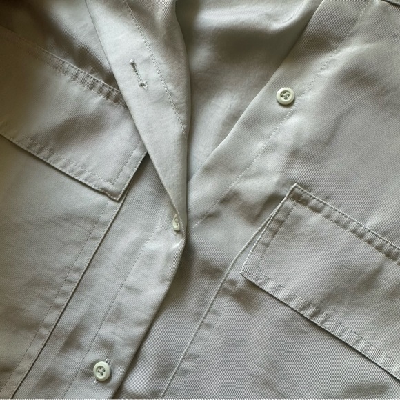 Express Light Seafoam Green Button Down Top - Size Medium - Collarless - Picture 4 of 4